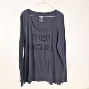 Basefield Woman Ribbed Top XXL NYC Soho & Chelsea Embellished Long Sleeve